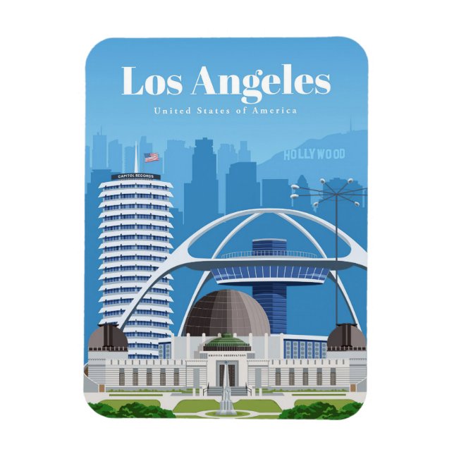 Ímã Viagem Art Viagem de Los Angeles (Vertical)