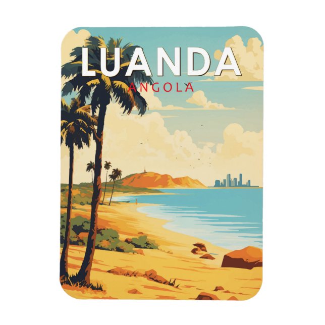 Ímã Viagem Art Vintage de Luanda Angola (Vertical)