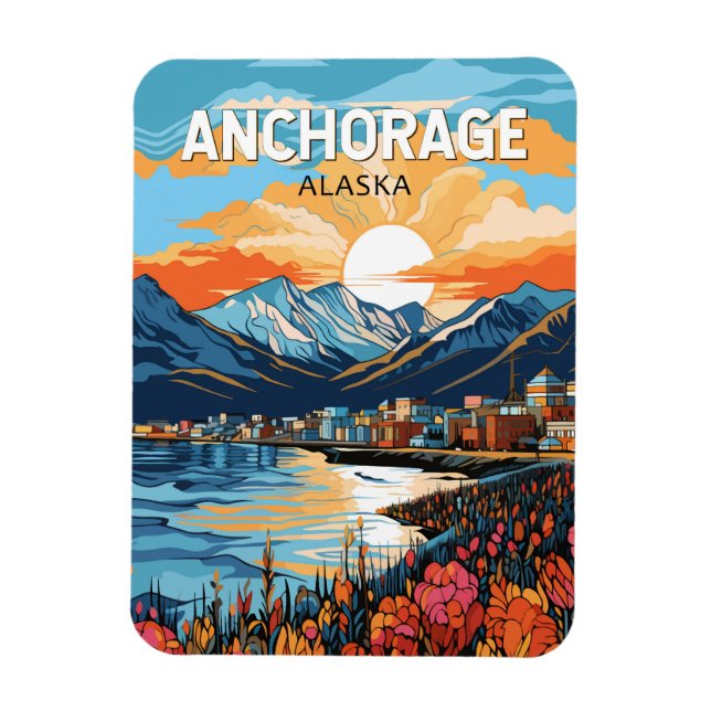 Ímã Viagem Arte Vintage Anchorage Alasca (Vertical)