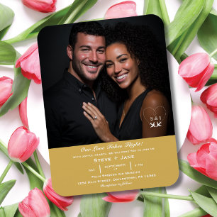 Ímã Viagem Casamento Ouro Elegante Foto Personalizada