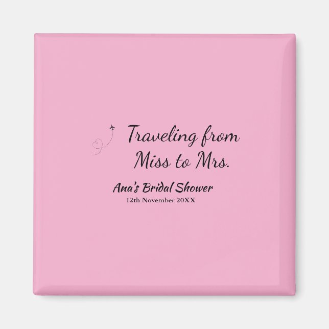 Imã Viagem chá de panela adicione nome data miss à Sra (Frente)