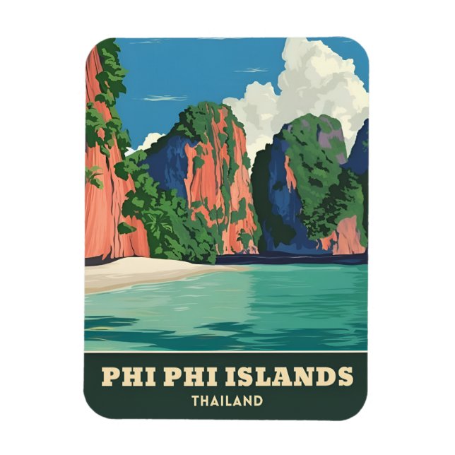 Ímã Viagem Clássica Ilhas Phi Phi Tailândia Beira-Mar (Vertical)