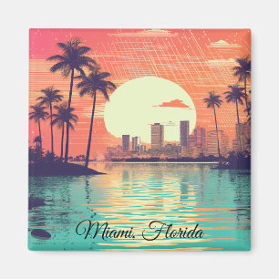 Imã Viagem Colorida Vintage Retro Miami Flórida