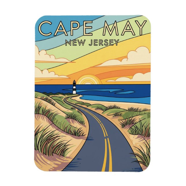 Ímã Viagem da Ilustração de Cabo Maio de Nova Jersey (Vertical)