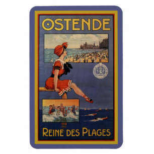 Ímã Viagem da praia do verão de Ostende do vintage qu