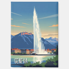 Imã Viagem da Suiça da rua Genebra, Jet d'eau Vintage