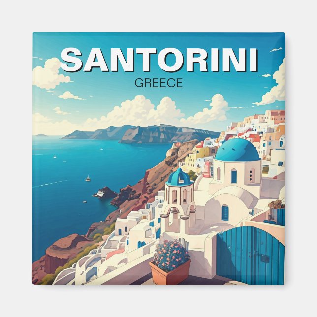 Imã Viagem das Ilhas Gregas Santorini (Frente)