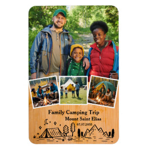 Ímã Viagem de acampamento familiar com fotos personali