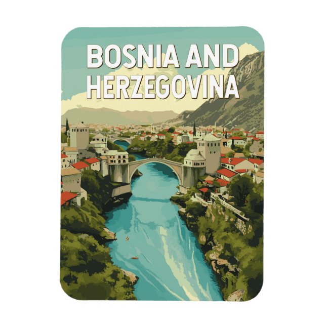Ímã Viagem de arte da Bósnia e Herzegovina (Vertical)