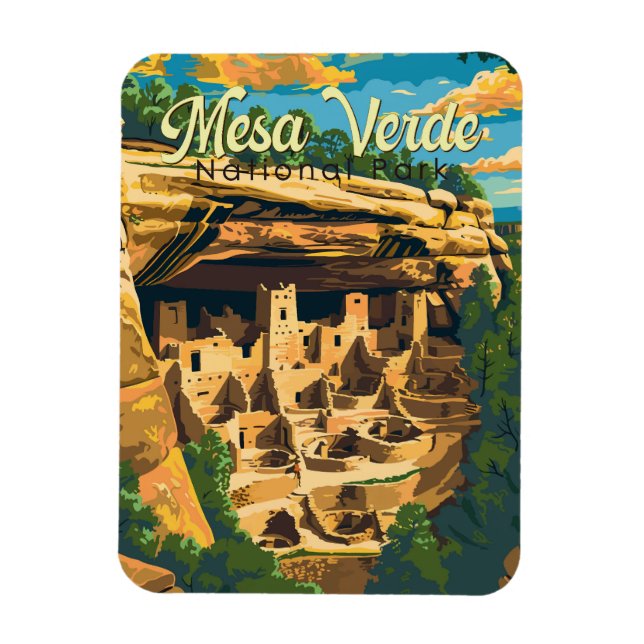 Ímã Viagem de Arte do Parque Nacional Mesa Verde (Vertical)