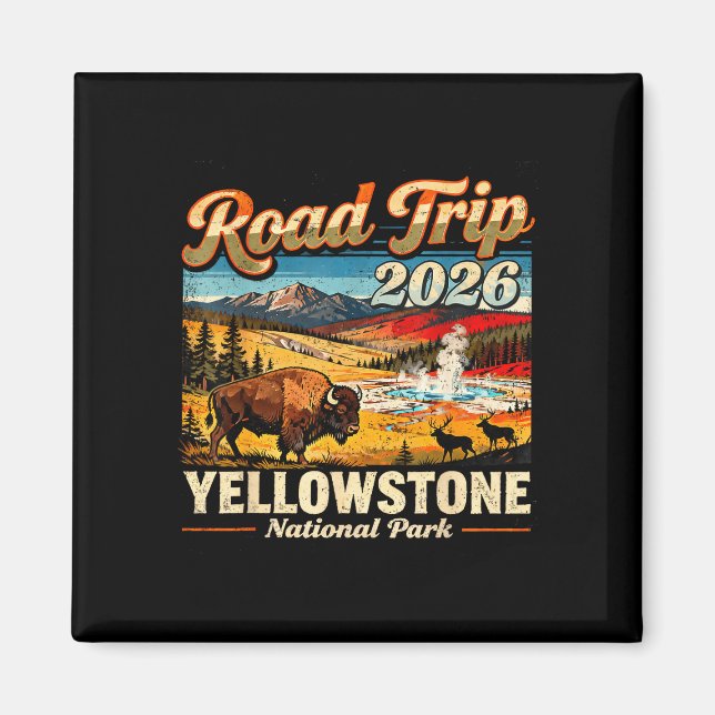 Imã Viagem de carro 2026 parque nacional yellowstone b (Frente)