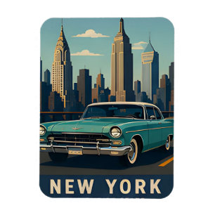 Ímã 🏙️ Viagem de carro clássico em Manhattan Nova Yor
