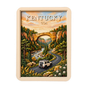 Ímã Viagem de carro pelo Kentucky EUA 3D Texturizado R