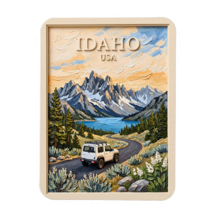 Ímã Viagem de carro pelos EUA em Idaho Paisagem textur