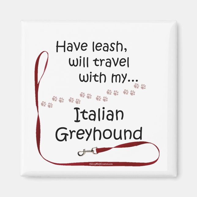 Imã Viagem de Leash em Greyhound Italiano - Magnet (Frente)