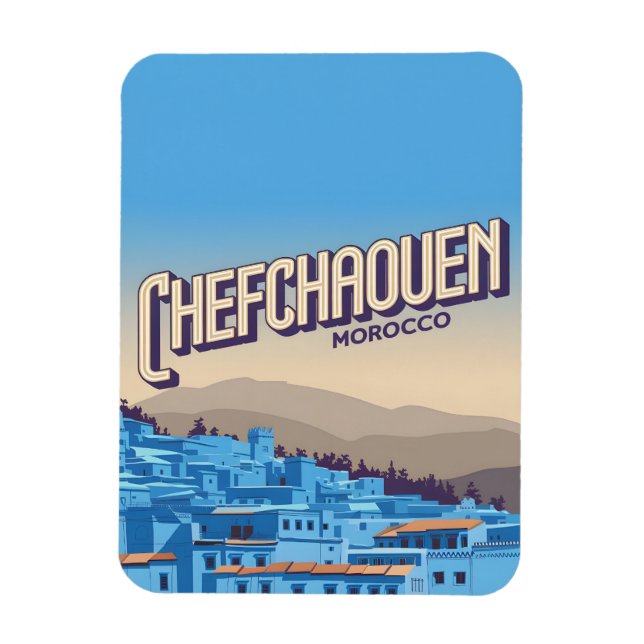 Ímã Viagem de Marrocos: chefchoun, presente de cidade  (Vertical)
