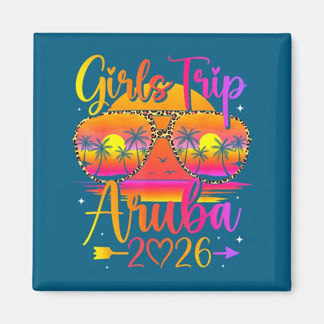 Imã Viagem de meninas aruba 2026 tropical combinando v (Frente)