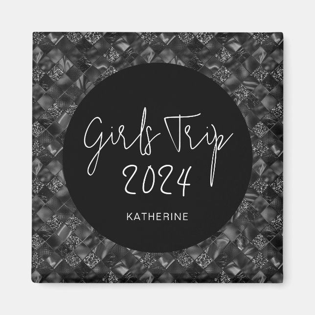 Imã Viagem de Meninas Elegante Personalizada com Brilh (Frente)