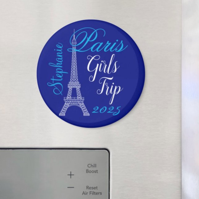 Imã Viagem de Meninas em Torre Eiffel de Chic Blue Par (Criador carregado)