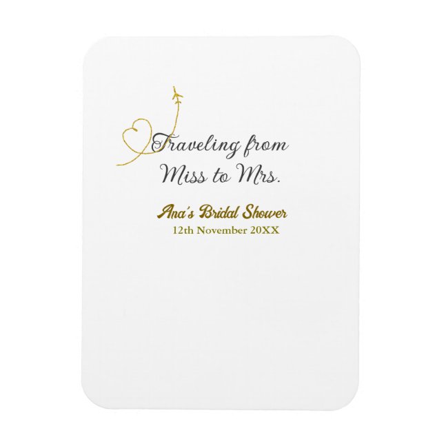 Ímã Viagem de Miss para Mrs chá de panela com nome (Vertical)