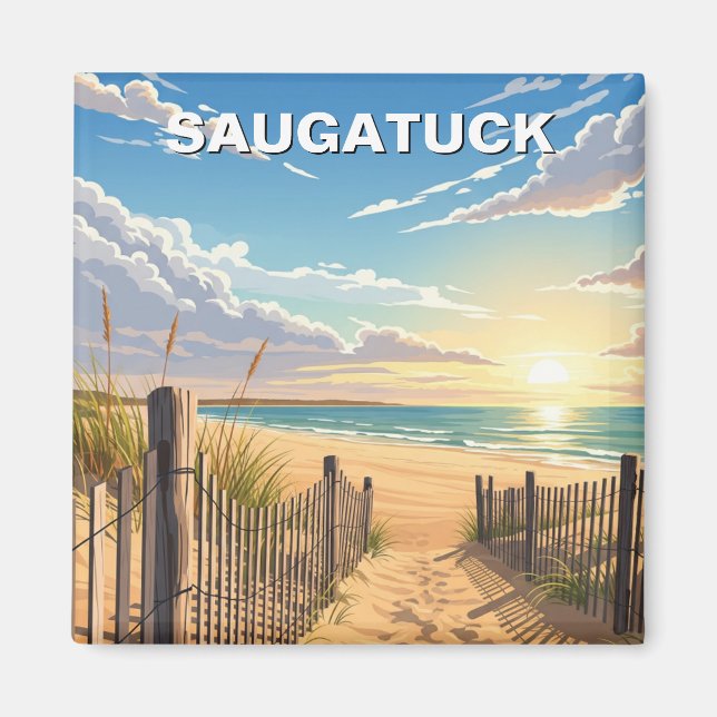 Imã Viagem de Saugatuck Beach (Frente)