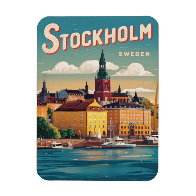 Ímã viagem de suecia de colagem de estocolmo presentes (Vertical)