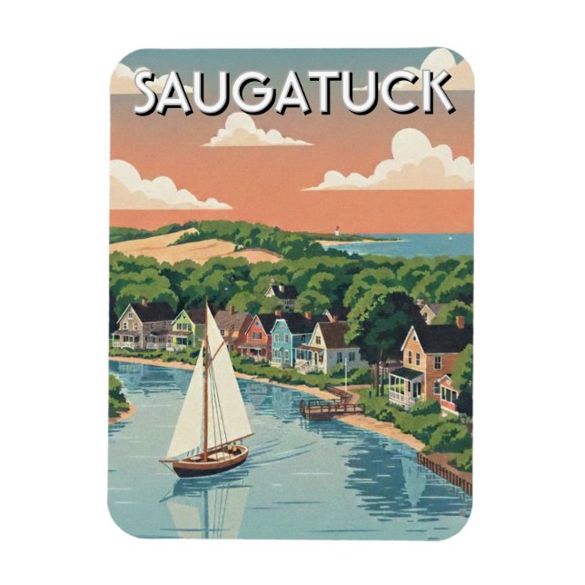 Ímã Viagem de veleiro Saugatuck Michigan (Vertical)