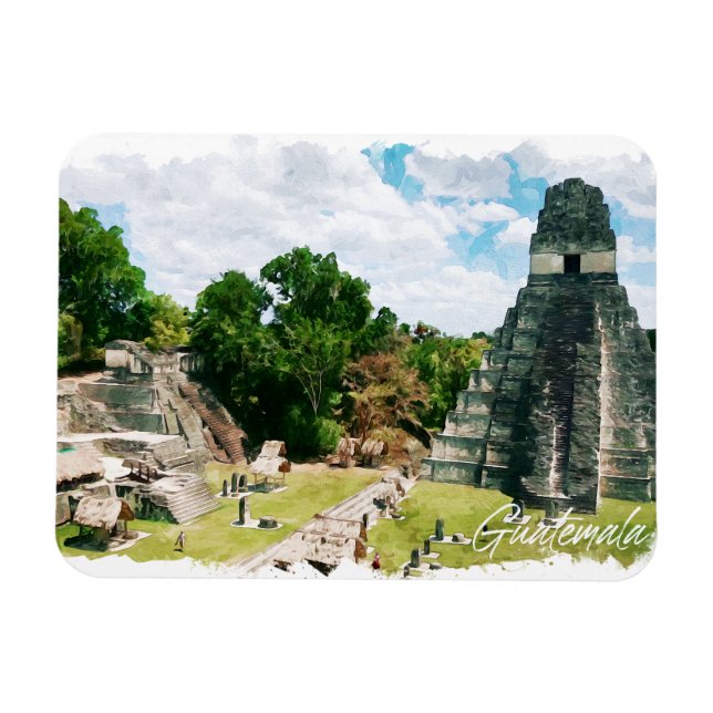 Ímã Viagem do Templo Aztec Guatemala (Horizontal)