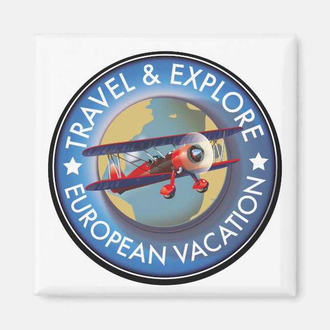 Imã Viagem e Explore as férias europeias (Frente)