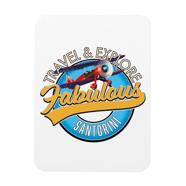 Ímã Viagem e Explore o fabuloso Santorini (Vertical)