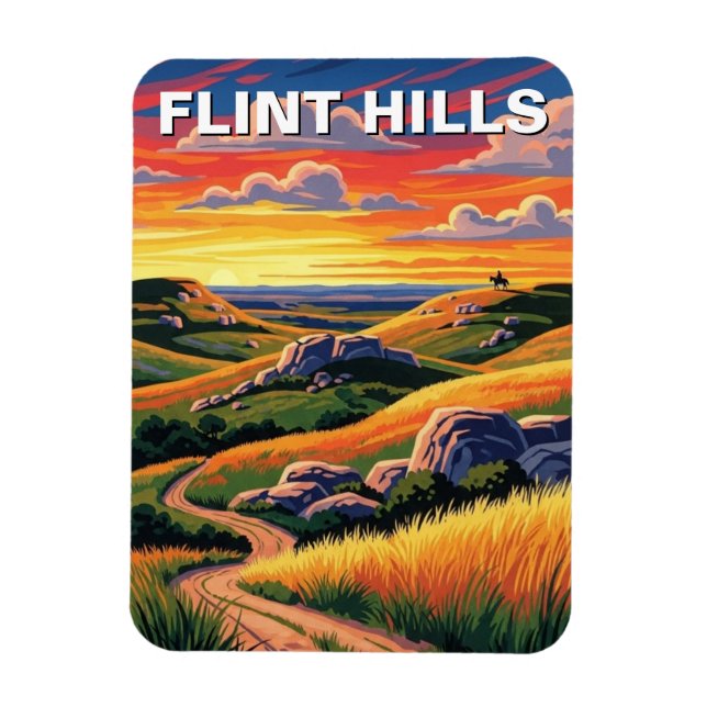 Ímã Viagem e Lembrança das Flint Hills do Kansas (Vertical)