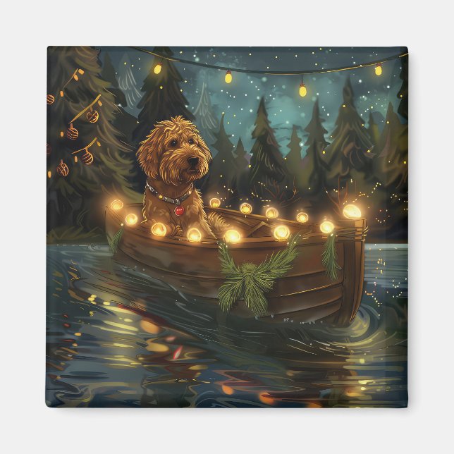Imã Viagem Festiva de Natal do Bernedoodle (Frente)