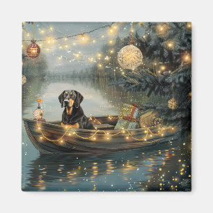 Imã Viagem Festiva de Natal do Bluetick Coonhound