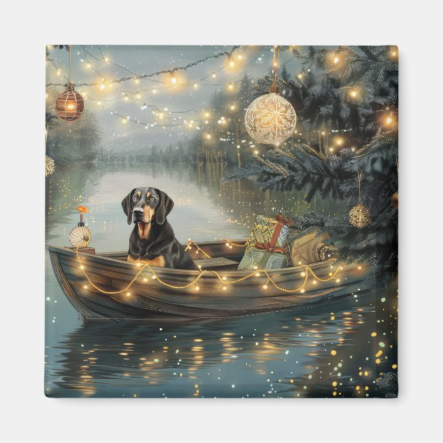 Imã Viagem Festiva de Natal do Bluetick Coonhound (Frente)