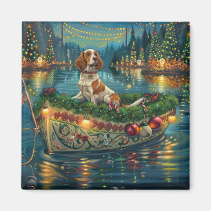 Imã Viagem Festiva de Natal do Brittany Spaniel