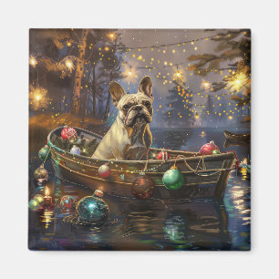 Imã Viagem Festiva de Natal do Bulldog Francês