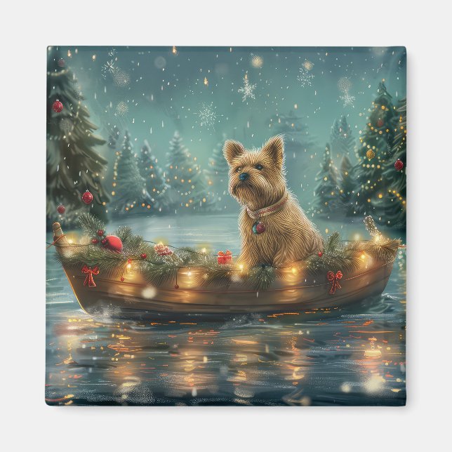 Imã Viagem Festiva de Natal do Cairn Terrier (Frente)
