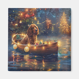 Imã Viagem Festiva de Natal do Cocker Spaniel
