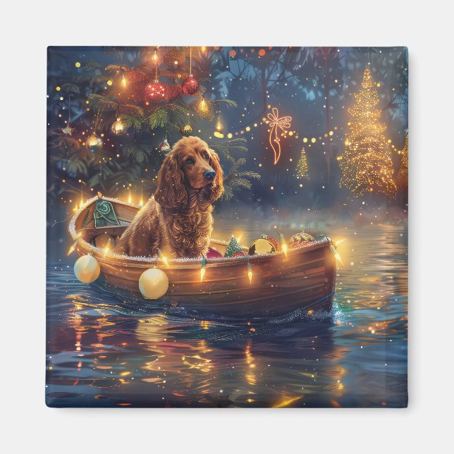 Imã Viagem Festiva de Natal do Cocker Spaniel (Frente)