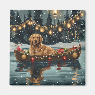 Imã Viagem Festiva de Natal do Golden Retriever