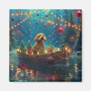 Imã Viagem Festiva de Natal do Goldendoodle