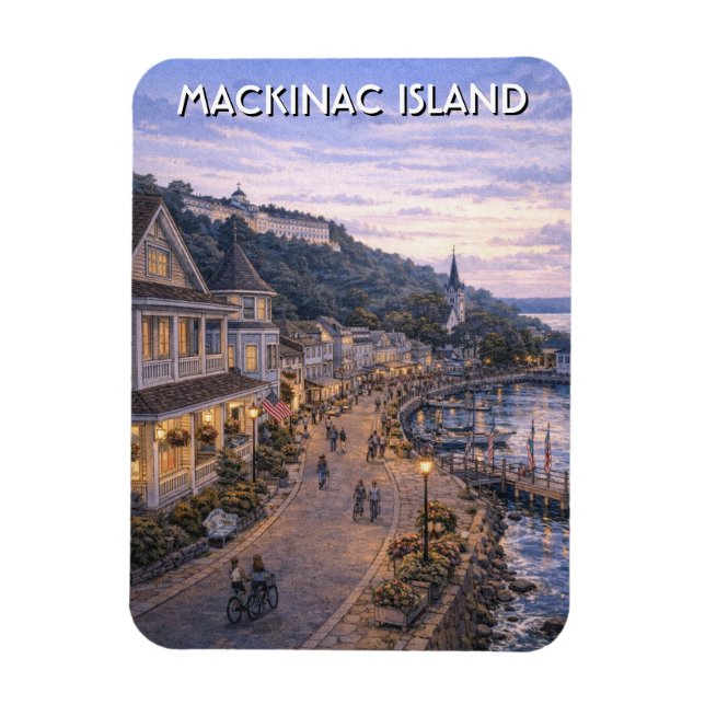 Ímã Viagem para a Ilha Mackinac em Michigan (Vertical)