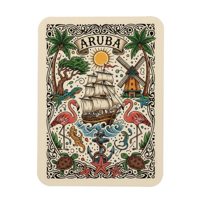 Ímã Viagem para Aruba (Vertical)