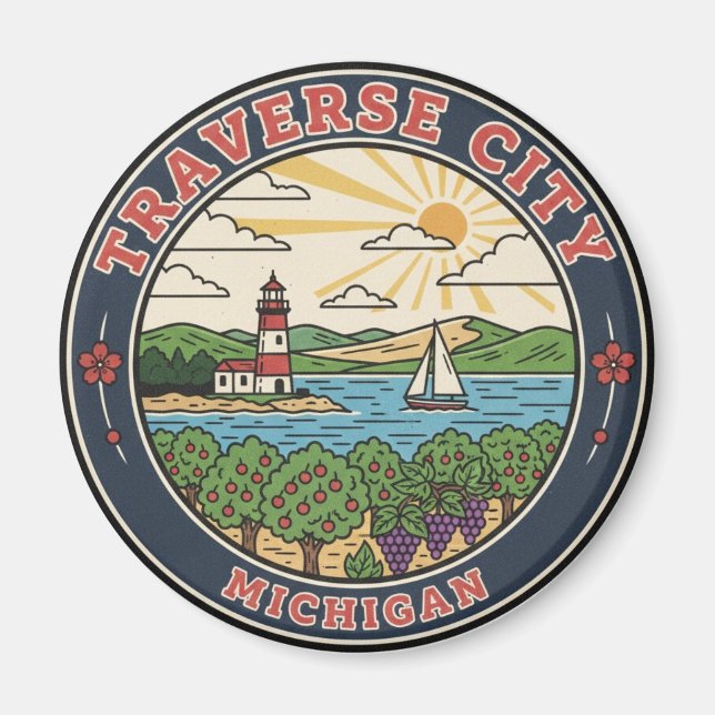 Imã Viagem para Traverse City Michigan (Frente)