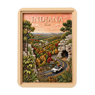 Ímã Viagem pela Estrada da Natureza em Indiana EUA Flo