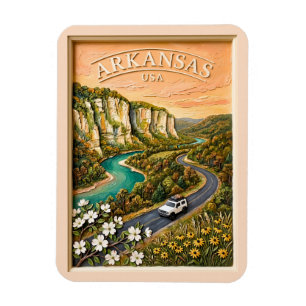 Ímã Viagem pela Estrada do Arkansas Paisagem Fluvial V