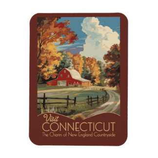 Ímã Viagem pelo Interior de Connecticut Arte Vintage