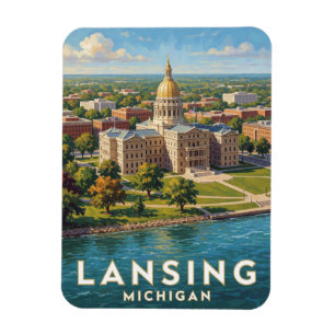 Ímã Viagem pelo Rio Grand em Lansing Michigan 🚗