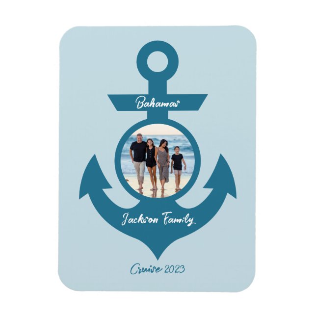 Ímã Viagem Personalizada da Família Cruise com sua Fot (Vertical)