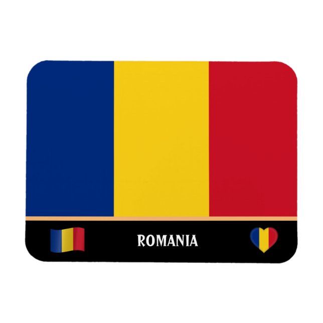 Ímã viagem romeno Flag & Romênia / Romênia (Horizontal)